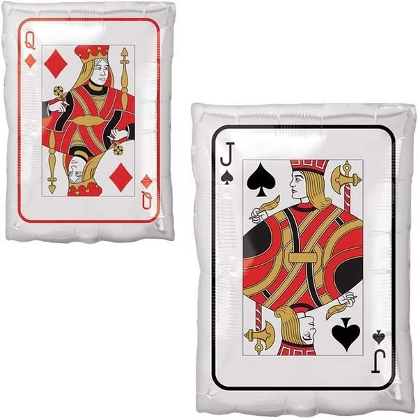 Casino Balloons, 17 inch ROLL THE DICE JACK & QUEEN, Loonballoon, Mfr#: LOON-LAB-39704-01-A-P